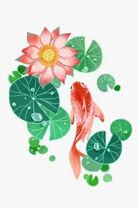 Lotus Clipart, Lotus Drawing, Fish Png, Asian Cards, Doodle Paint, Lotus Flower Art, Koi Art, Lotus Art, Leaf Drawing