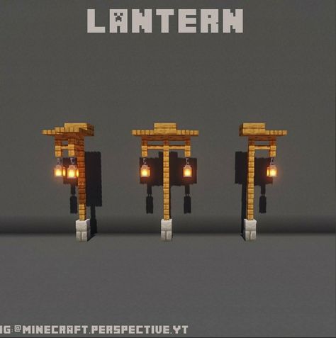 Lamposts Minecraft, Light Poles Minecraft, Mincraft Lamppost, Street Light Ideas Minecraft, Minecraft Path Lighting Ideas, Minecraft Lantern Post, Minecraft Medieval Lamp Post, Lamp Post Minecraft Ideas, Minecraft Japanese Street Lamp