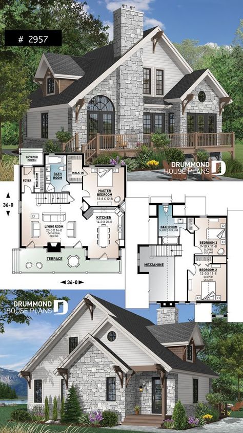 (143) Pinterest Northwest House Exterior, Medium House Floor Plans, Unusual House Plans Layout, Medium House Plans, Floor Plans Open Concept, Cozy Chalet, Country Cottage House Plans, Medium House, Northwest Style