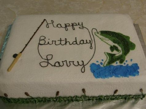 Larry's bday Fishing Birthday Quotes, Make Up Torte, Fishing Cakes, Happy Birthday Fishing, Fish Cake Birthday, Fishing Cake Topper, Fishing Cake, Cute Birthday Wishes, Grooms Cakes