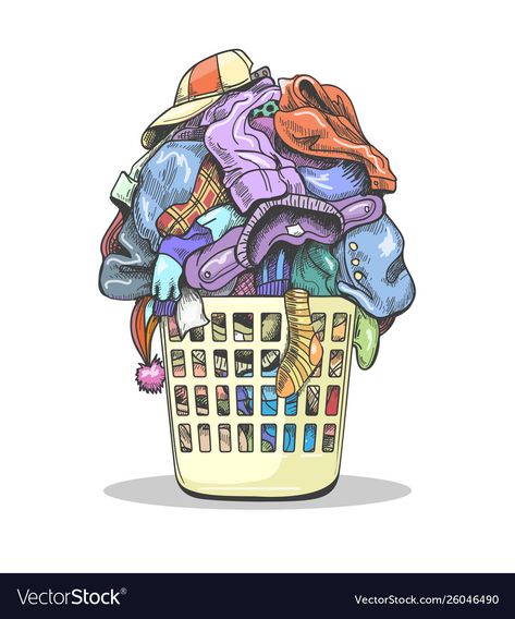 Laundry Logo, Laundry Art, Catwoman Comic, Clothes Illustration, Basket Drawing, Cleaning Logo, Clothes Basket, Dirty Laundry, Laundry Basket