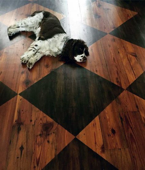 Painted 12x12 Tile Floor, Paint Wood Floors Ideas, Painted Floor Ideas, Painted Wooden Floors, Painted Hardwood Floors, Staining Wood Floors, Painted Floorboards, Flooring Pattern, Epoxy Diy