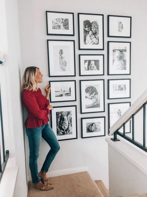 Framebridge Gallery Wall, Gallery Wall Stairs, Staircase Wall Decor, Gallery Wall Bedroom, Gallery Wall Layout, Family Photo Wall, Photo Wall Decor, Photo Wall Gallery, Gallery Wall Living Room