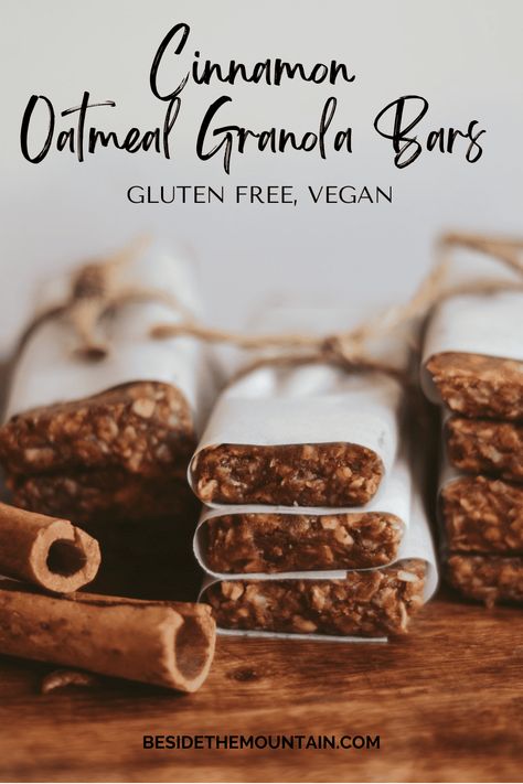 Treat yourself with the delicious taste of Cinnamon Oatmeal Granola Bars. These delicious bars are made with just 5 wholesome ingredients. Perfect for snacks or as a grab-and-go breakfast, they are sure to become your next favorite treat! Oatmeal Granola Bars, Oatmeal Granola, Cinnamon Granola, No Bake Granola Bars, Healthy Granola Bars, Granola Recipe Bars, Midday Snack, Homemade Granola Bars, Cinnamon Oatmeal