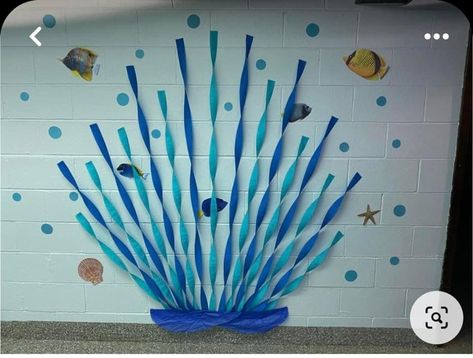 Classroom Decor Under The Sea, Under The Sea Daycare Theme, Mermaid Classroom Theme, Under The Sea Vbs Decorations, Underwater Classroom Theme, Under The Sea Board, Diy Under The Sea Decorations, Ocean Vbs Decorations, Under The Sea Classroom Theme