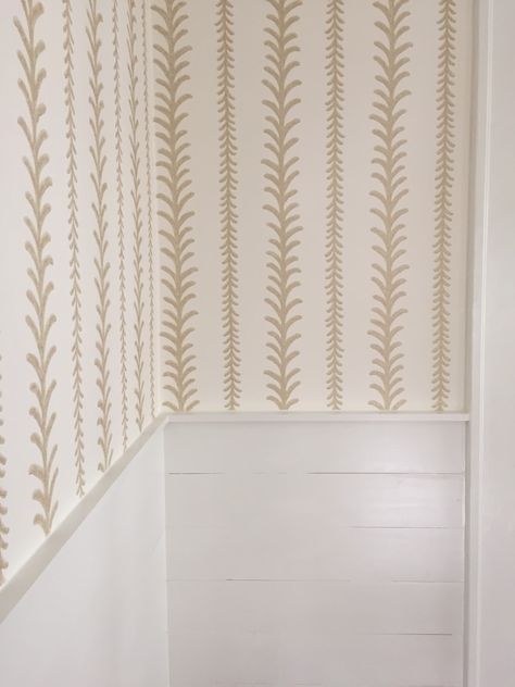 Thibaut wallpaper. design indulgence: BEFORE AND AFTER Thibaut Wallpaper Bathroom, Thibaut Wallpaper, Bookshelf Styling, Bathroom Pictures, Bathroom Wallpaper, Rustic Bathroom, Bathroom Colors, Wall Treatments, Bathroom Sets