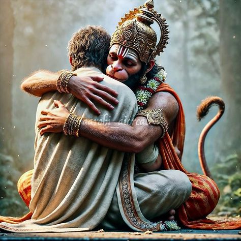 Indian Mythology, Sri Ram, Tender Embrace, Unwavering Faith, Hanuman Chalisa, Shri Hanuman, Hanuman Images, Jai Hanuman, Hanuman Ji