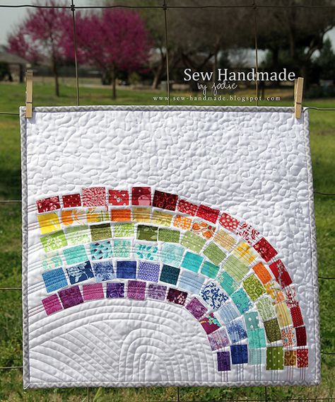 Rainbow Quilt Designs Ideas, Woven Bracelet Tutorial, Rainbow Quilts, History Of Quilting, Crumb Quilt, Liturgical Art, Sew Mama Sew, Crafts For Sale, Rainbow Wall Hanging