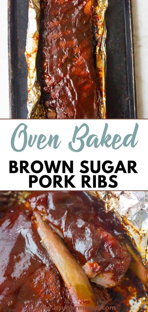 Savor the sweet and savory goodness of our irresistible Oven-Baked Brown Sugar Ribs! Tender, flavorful, and sticky, these ribs are the ultimate crowd-pleaser. #BrownSugarRibs #BBQRibs #OvenBakedRibs #RecipeIdeas #FoodieDelights Brown Sugar Ribs In Oven, Pork Back Ribs Oven, Glaze For Ribs, Sticky Ribs Recipe, Back Ribs In Oven, Oven Baked Pork Ribs, Pork Loin Back Ribs, Oven Pork Ribs, Ribs Recipe Oven