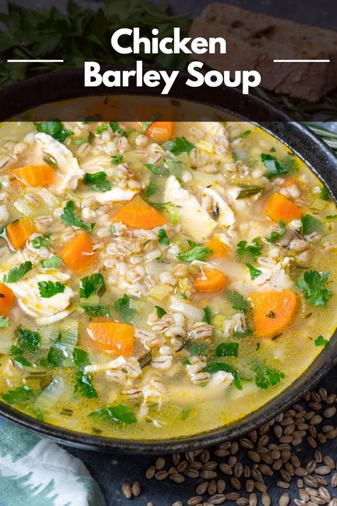 Chicken Barley, Chicken Barley Soup, Hearty Chicken Soup, Chicken Soup Recipes Homemade, Vegetable Barley Soup, Chicken Curry Soup, Chicken Vegetable Soup Recipes, Comfort Recipes, Barley Recipe