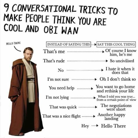 Good Choice of words Obi Wan Kenobi Hello There, Star Wars Trivia, Star Wars Clones, Meme Pics, General Kenobi, Funny Star Wars Memes, Prequel Memes, Star Wars Quotes, Star Wars Facts