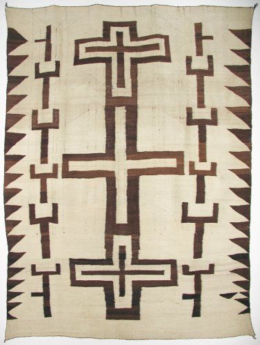 Natural Transitional textile with crosses c. 1890 Native Rugs, Western Motifs, Native Decor, Native American Rug, Navajo Textiles, Native American Blanket, Gallery Aesthetic, Native American Rugs, Navajo Weaving