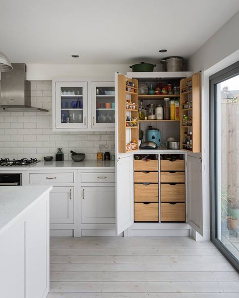 The Shaker Kitchen Co.:  four-door larder cupboard Kitchen Larder, Larder Cupboard, Small Kitchen Organization, Messy Kitchen, Small Kitchen Storage, London Kitchen, Kitchen Company, Shaker Kitchen, Kitchen Extension