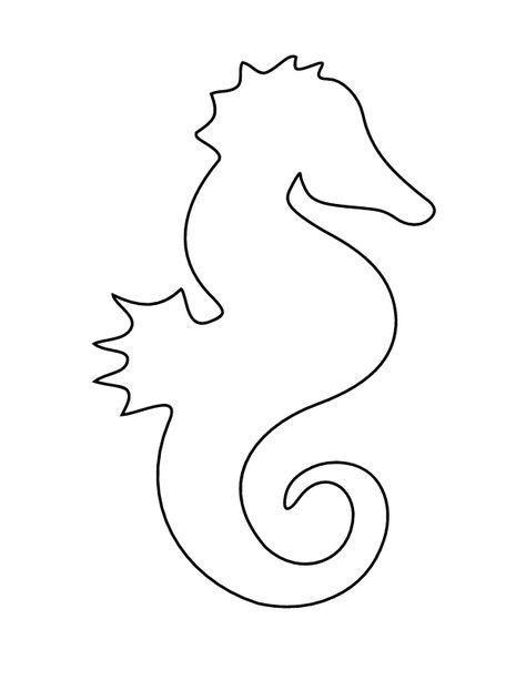 Free Printable Seahorse Template For Crafts Printable Seahorse Template, Seahorse Outline Printable, Summer Templates Free Printable, Sea Horse Template, Applique Templates Printable Free, Jellyfish Template, Seahorse Template, Draw Figures, Umbrella Template