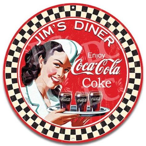 Retro Diner Decor, 50's Diner, Diner Sign, 50s Diner, Diner Decor, Coca Cola Bottles, Vintage Diner, Retro Wall Clock, Coke Cola