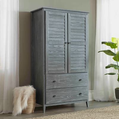 Solid Wood Armoire, Louvered Doors, Tv Armoire, Wood Armoire, Bed Platform, Armoires & Wardrobes, Bedroom Armoire, 2 Door Wardrobe, Timeless Decor