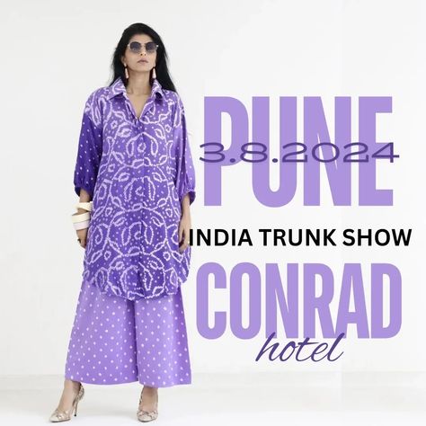 Pune we are popping up at @indiatrunkshow on August 3rd ( Saturday) at Conrad Hotel, Pune. Here is a sneak peek at what we have in store for you... Lots of colours Hand knotted Bandhani Easy wearable and chic co-ord sets.. . . #bandhani #indiatrunkshow #punepopup #whatsuppune #indianwear #indianfashion #puneexhibition India, Pune, Conrad Hotel, Co Ord, Indian Wear, Sneak Peek, Indian Fashion, Hand Knotted, In Store