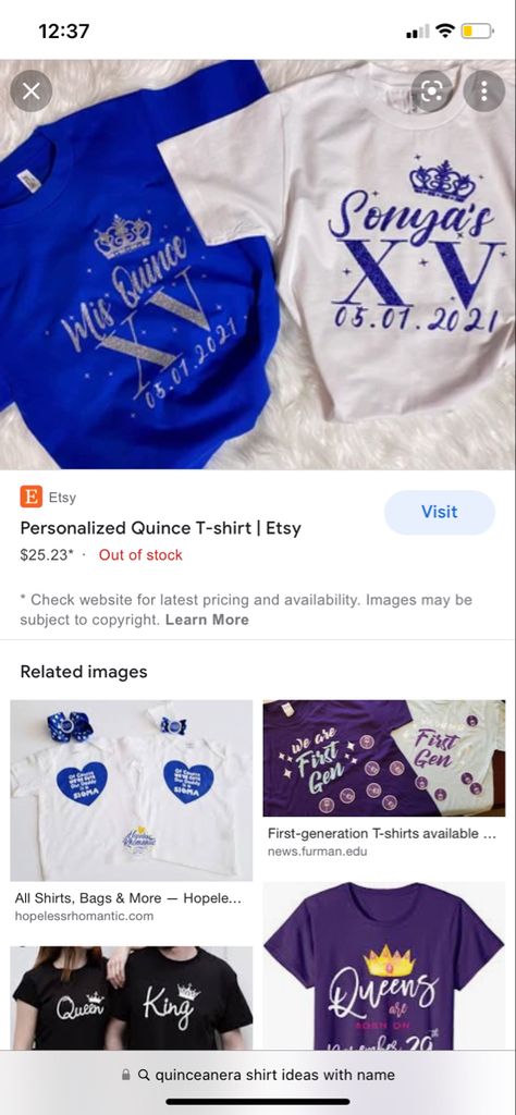 Surprise Dance Outfits Quinceanera Royal Blue, Purple Quince Surprise Dance Outfits, Quince Custom Shirts, Quince T Shirt Ideas, Royal Blue Suprise Dance Outfit, Chambelanes Baile Sorpresa Outfits, Xv Shirts Ideas, Blue Surprise Dance Outfits, 15 Shirts Ideas