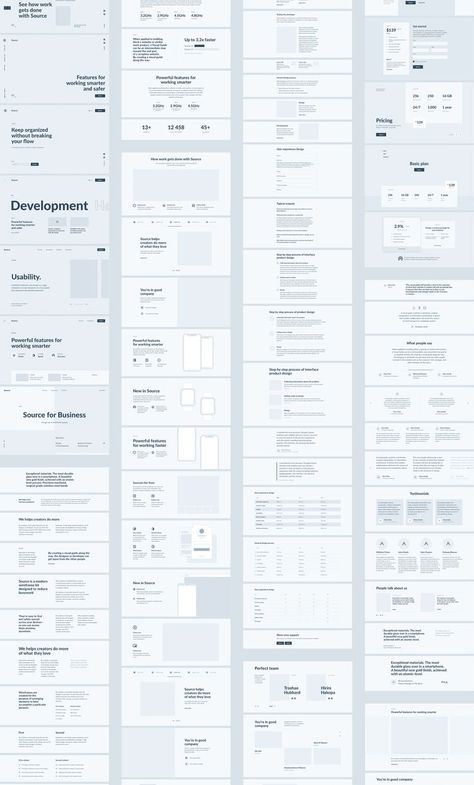 Source Wiraframe Kit 1,000+ layouts for desktop and mobile Wireframe Web, Webpage Design Layout, Wireframe Website, Fashion Web Design, Website Planning, Website Design Inspiration Layout, Ui Design Dashboard, Wireframe Design, Page Layout Design