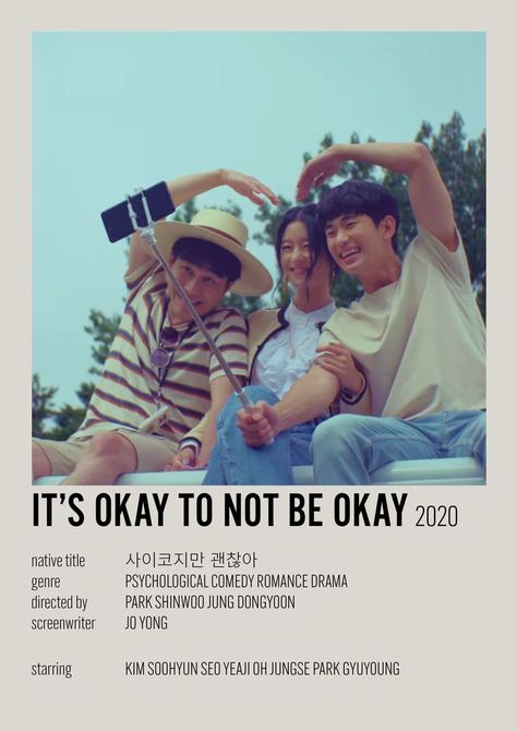 it's okay to not be okay mini poster minimalist kdrama Korean Drama Series, Film Posters Minimalist, Korean Drama Tv, Drama Tv Shows, Film Poster Design, Its Okay To Not Be Okay, Korean Drama List, Korean Drama Movies, All Korean Drama