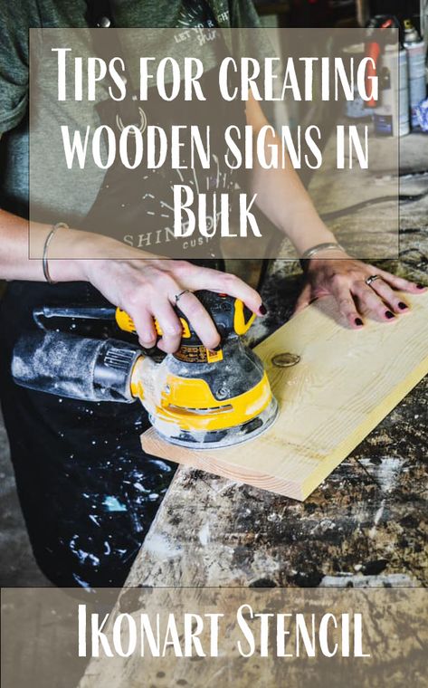 Tips for Creating Wood Signs with Ikonart - Ikonart Stencil Cricut Stencils Diy Wood Signs, Stencil Wood Signs, Diy Wooden Sign, Stencil On Wood, Diy Painted Signs, Rustoleum Chalk Paint, Sanding Wood, Painted Wooden Signs, Stencil Wood