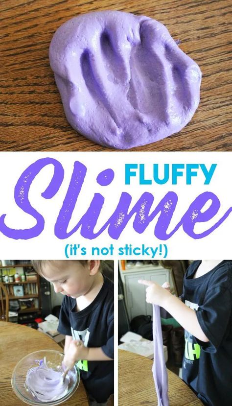 How to make fluffy slime with shaving cream! An easy recipe for making non sticky fluffy slime! Try it today! Easy Fluffy Slime Recipe, Slime With Shaving Cream, Fluffy Slime Recipe, Sticky Slime, Making Fluffy Slime, Contact Solution, Slime No Glue, Easy Slime Recipe, Diy Slime Recipe