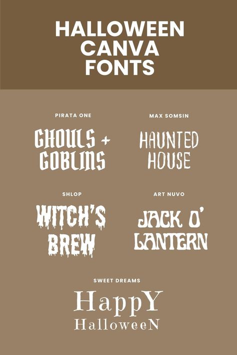 Canva Horror Font, Halloween Canva Fonts, Digital Font Design, Halloween Title Ideas, Autumn Fonts Canva, Teks Canva, Horror Layout, Happy Halloween Font, Font Horror