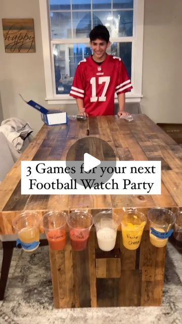 AMBER MAMIAN on Instagram: "Football Watch Party Games 🏈 Play one of these three games at your next gathering- not only does it boost morale but rumor has it it helps your team score too 😜  These family fun games work for all kinds of parties, get togethers, family reunions and youth group activities.   Share this with your favorite fun people!! And, send us game ideas you want to see us try next 🙌🏼  ➡️➡️ FOLLOW US FOR MORE FAMILY FUN IDEAS 💡   #footballseason #familygames #familyfun #familygoals #familyfriendly #momgoals" Family Get Together Games, Fun Family Gathering Games, Thanksgiving Interactive Games, Funny Games For Family Gatherings, Thanksgiving Relay Games, Interactive Party Games, Games To Play While Watching Football, Thanksgiving Punch Out Game, Football Watch Party Ideas