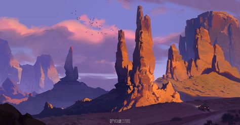 Sci Fi Landscape, Environment Painting, Scene Drawing, Digital Painting Techniques, Landscape Elements, Landscape Concept, Desert Art, Digital Painting Tutorials, Matte Painting