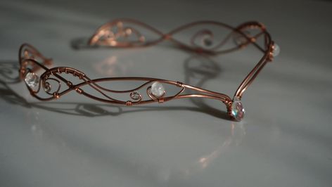 Copper Crystal Elf Elven Fairy Crown Tiara Wedding Bridal - Etsy Australia Elf Tiara, Wire Crown, Ethereal Jewelry, Fairy Crown, Elven Jewelry, Wire Headband, Head Jewelry, Wire Jewelry Designs, Wedding Tiara