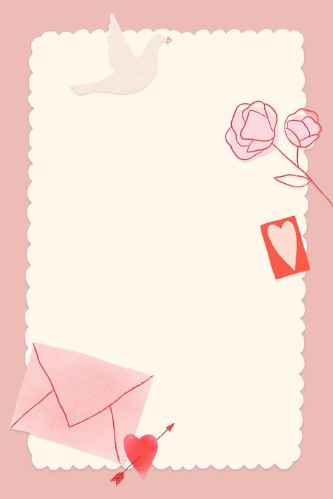 Lovely valentine psd doodle design | Free PSD - rawpixel Love Frame Background, Letter Borders, Valentines Day Border, Valentine Drawing, Romantic Love Letters, Doodle Borders, American Girl Doll Furniture, Valentine Background, Frame Border Design