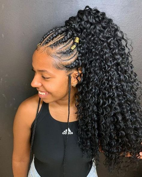 4a Hairstyles, Crochet Ponytail, Weave Ponytail Hairstyles, Weave Ponytail, African Hair Braiding Styles, Braided Cornrow Hairstyles, Braids Hairstyles Pictures, Braided Ponytail Hairstyles, Braids With Curls