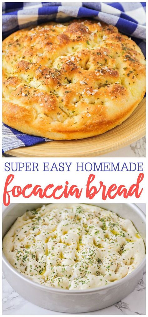 Homemade Focaccia Bread, Homemade Focaccia, Fest Mad, Focaccia Bread Recipe, Different Types Of Bread, Oreo Fudge, God Mad, Focaccia Bread, Types Of Bread