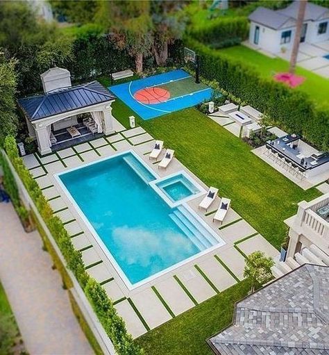 Patio Garden Ideas, Luxury Pools Backyard, Dream Backyard Pool, Pool House Designs, Pools Backyard Inground, Swimming Pool Landscaping, Pool Landscape Design, Small Pool Design, Luxury Pools