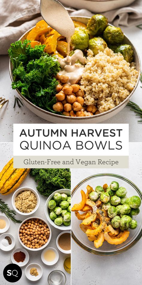 Autumn Quinoa Bowl, Autumn Harvest Quinoa Bowl, Turmeric Quinoa Recipe, Meatball Quinoa Bowl, Hummus Quinoa Bowl, Autumn Buddha Bowl, Brussels Sprouts Bowl, Warm Quinoa Bowl, Easy Grain Bowls