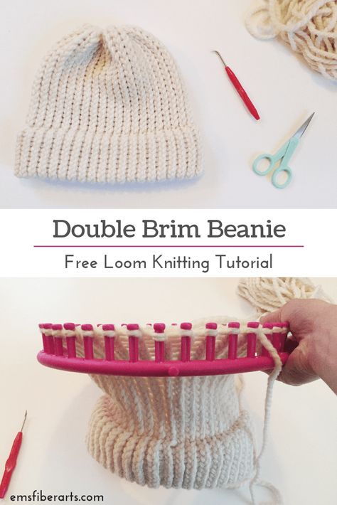 Loom Knitting Patterns Free, Loom Knitting Patterns Hat, Beanie Tutorial, Loom Knitting For Beginners, Round Loom Knitting, Circle Loom, Loom Hats, Loom Knitting Tutorial, Loom Knitting Stitches