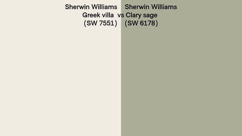 Sherwin Williams Creamy, Greek Villa Sherwin Williams, Greek Villa, Greek Villas, Clary Sage, Sherwin Williams, Side By Side, Siding, Villa