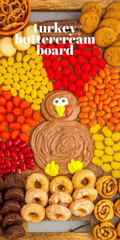 Fall Buttercream Board, Butter Board Thanksgiving, Butter Cream Board, Thanksgiving Buttercream Board, Halloween Buttercream Board, Turkey Treats For Thanksgiving, Frosting Board Charcuterie, Buttercream Charcuterie Board, Buttercream Board Ideas