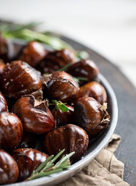 Roasted Pennsylvania Chestnuts with Rosemary Honey Butter Rosemary Honey, American Chestnut, Festive Appetizers, Roasted Chestnuts, Compound Butter, Rosemary Sprigs, Open Fire, Honey Butter, Vegetarian Paleo