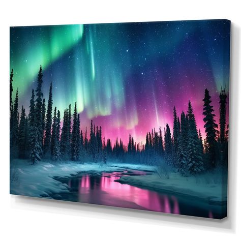 " Northern Lights In Alaska II " Print on Canvas