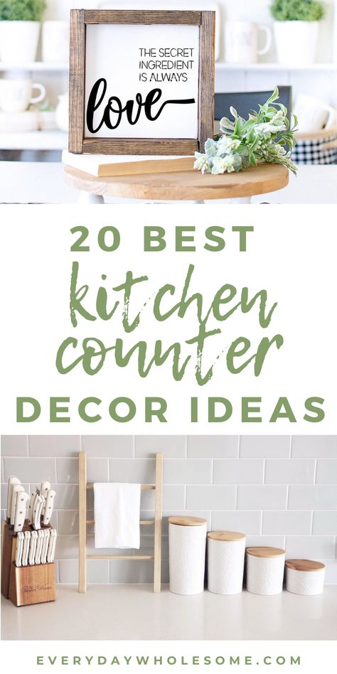 Kitch Counter Decor, Ideas For Kitchen Countertops Decor, Kitchen Soap Tray Ideas, Decorate Kitchen Counter, Kitchen Counter Corner Decor Ideas, Farmhouse Kitchen Counter Decor Ideas, Corner Countertop Decor, Farmhouse Kitchen Counter Decor, How To Decorate Kitchen Counters