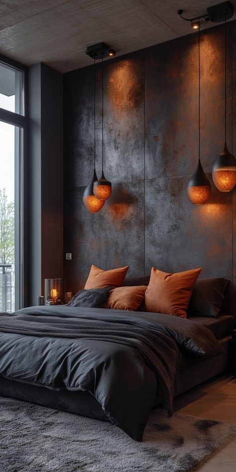 Furniture Textiles, Bedrooms Inspiration, Serene Environment, Moody Bedroom, Bedroom Ambiance, Bedroom Orange, Simple Room, Inspiration Aesthetic, Room Decorations