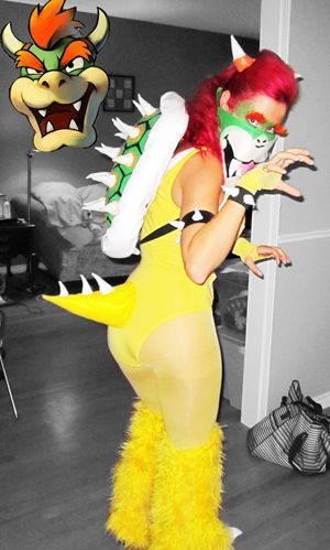 PLEASE vote for me in the costume contest on FB...simply LIKE the link! ALL HAND MADE https://www.facebook.com/photo.php?fbid=10151199589665822=a.10151197525510822.476623.13964370821=1#!/photo.php?fbid=10151199589665822=a.10151197525510822.476623.13964370821=1=1 Female Video Game Characters Costumes, Bowser Costume Female, Browser Costume, Bowser Makeup Halloween, Bowser Costume Diy Women, Womens Bowser Costume, Koopa Costume Diy, Yoshi Womens Costume, Easy Bowser Costume