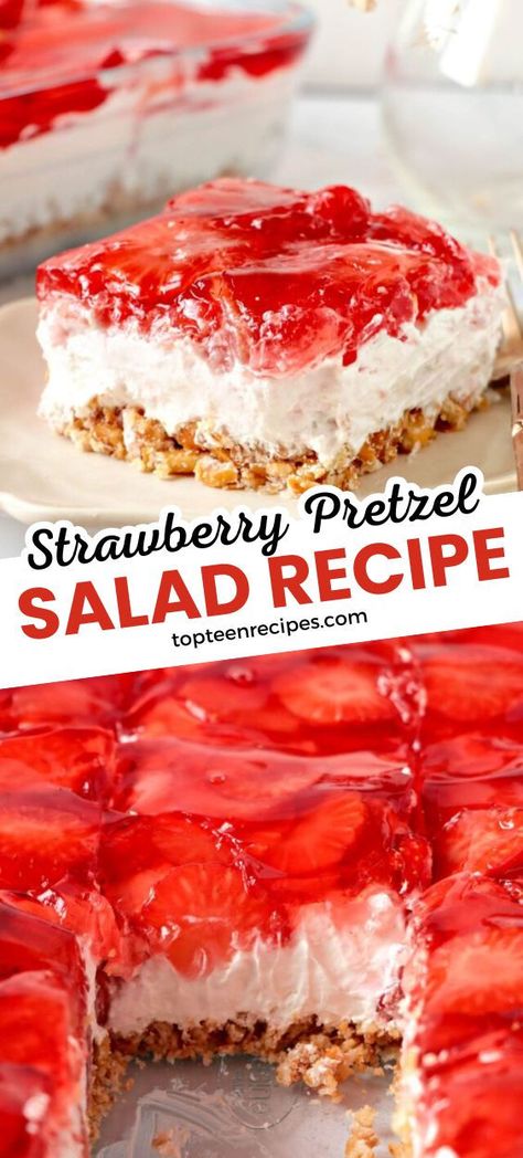 Cream Cheese And Cool Whip, Pretzel Salad Recipe, Pretzel Dessert, Strawberry Pretzel Salad Recipe, Strawberry Pretzel Dessert, Cool Whip Desserts, Jello Dessert Recipes, Strawberry Pretzel Salad, Strawberry Pretzel