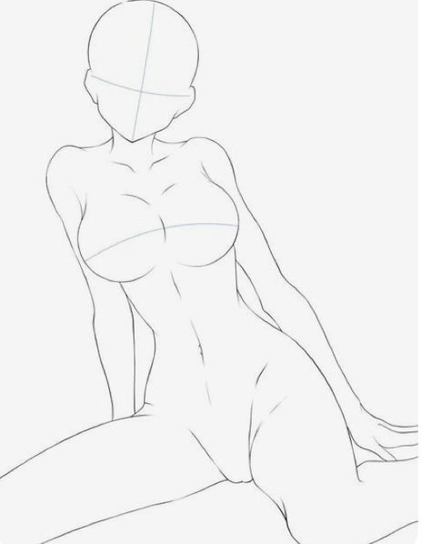 Hi Female Laying Down Pose Drawing, Step By Step Drawing Bodies, Mr Steak Sketch Base, Woman Drawing Base Pose, Flat Chest Drawing Reference, Drawing Porpotion Reference, Sus Poses Drawing Reference, Flirty Drawing Poses, Woman On Her Knees Drawing