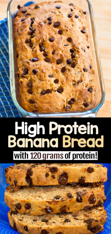 High Protein Banana Bread Breakfast Bread High Protein Banana Bread, Meals Protein, Protein Banana Bread, Protein Baking, High Protein Desserts, Healthy Protein Snacks, Healthy High Protein Meals, Protein Bread, Protein Treats