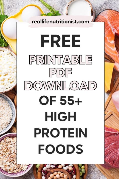 Check out this high protein foods list that's healthy and comes with calories to help you build muscle. This printable guide includes tips on how to eat more protein and features a variety of high protein foods. Use our high protein list of foods to find foods with protein that have lots of protein. These are the best ideas for boosting your protein intake. High Protein List, Foods With Protein, Protein List, Protein Guide, Eat More Protein, High Protein Foods List, Protein Foods List, High Protein Recipes Dinner, High Protein Foods