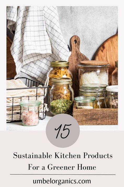 sustainable kitchen items with glass jars and wood cutting board Food Container Covers, Food Storage Accessories, Eco Kitchen, Kitchen Finds, Sustainable Kitchen, Eco Friendly Kitchen, Kitchen Solutions, Food Storage Bags, Tidy Kitchen