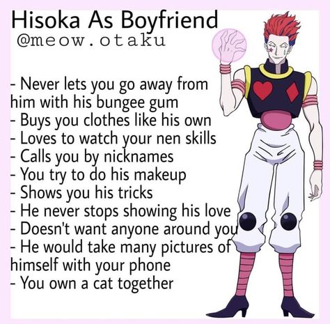 Hisoka As A Boyfriend, Hxh As Boyfriend, Tonal Nails, Boyfriend Best Friend, Hxh Characters, Anime Crafts, Hunter Anime, Anime Meme, Anime Boyfriend