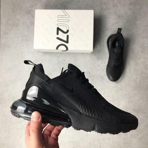 All Black Nike Shoes, All Black Nikes, Baby Nike, Black Nike Shoes, Nike Shoes For Sale, Exclusive Shoes, Nike Air Max 270, Air Max 270, Triple Black